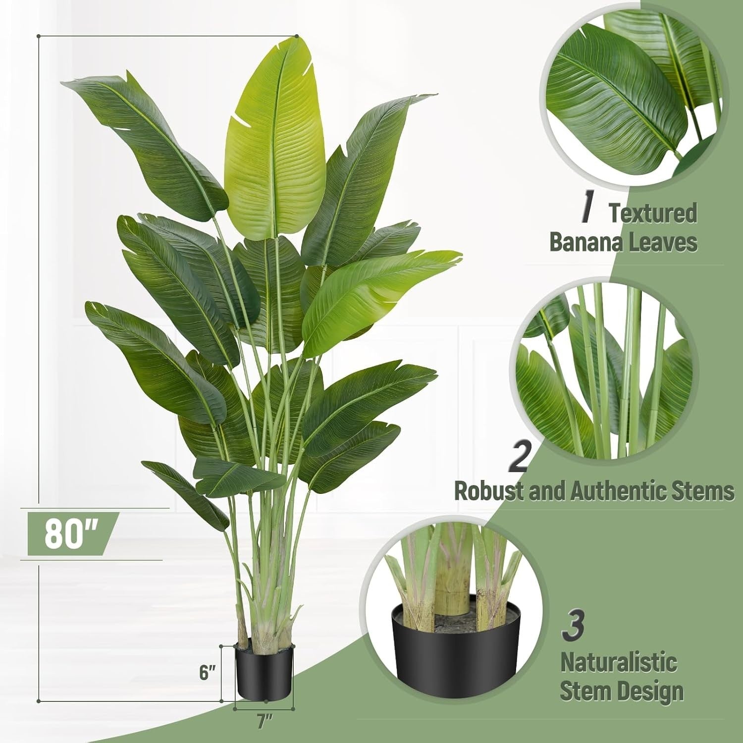 Set of 2 Bird of Paradise Plants 200cm Lifelike Indoor Potted Tropical Banana