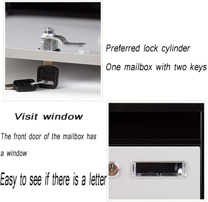 Wall Mounted Mailbox Outdoor Lockable Post Box Weatherproof Steel Letterbox 32cm