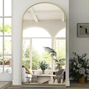 Oversized Full Length Mirror 218x102cm Arch Wall Standing Gold FrameOversized