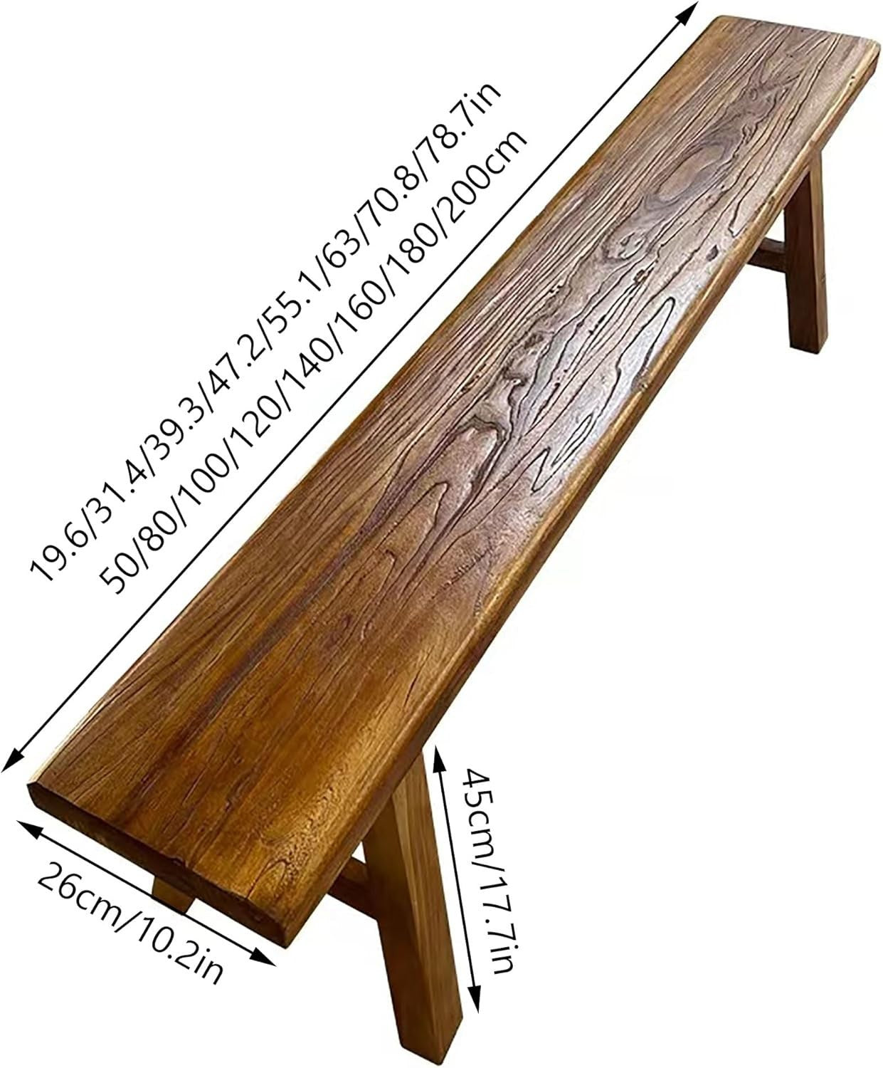 Farmhouse Solid Wood Bench, Rustic Natural Dining & Entryway Seat 180cm