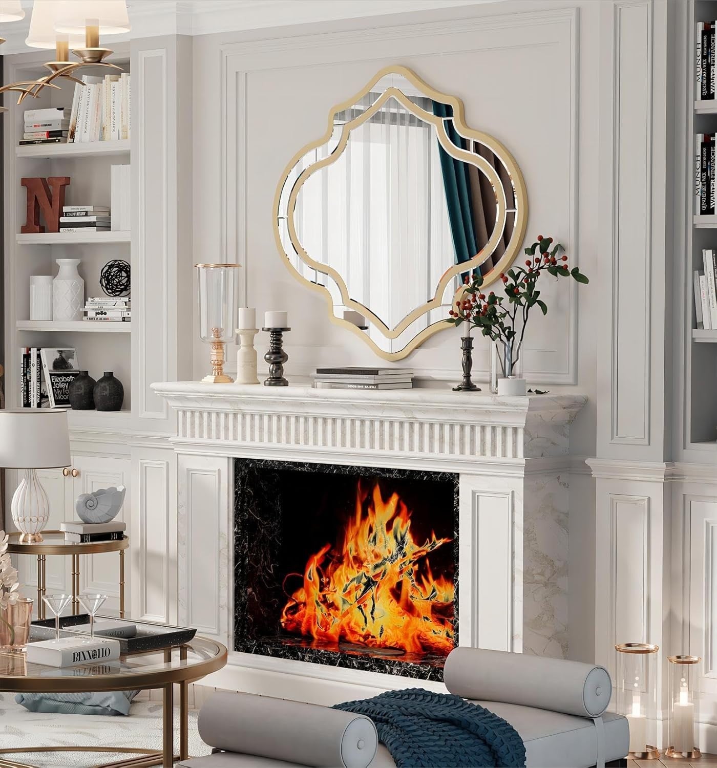 Large Decorative Venetian Wall Mirror 88x80cm Elegant Silver Glass