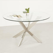 Round Glass Dining Table 130cm Chrome Legs 12mm Toughened Modern