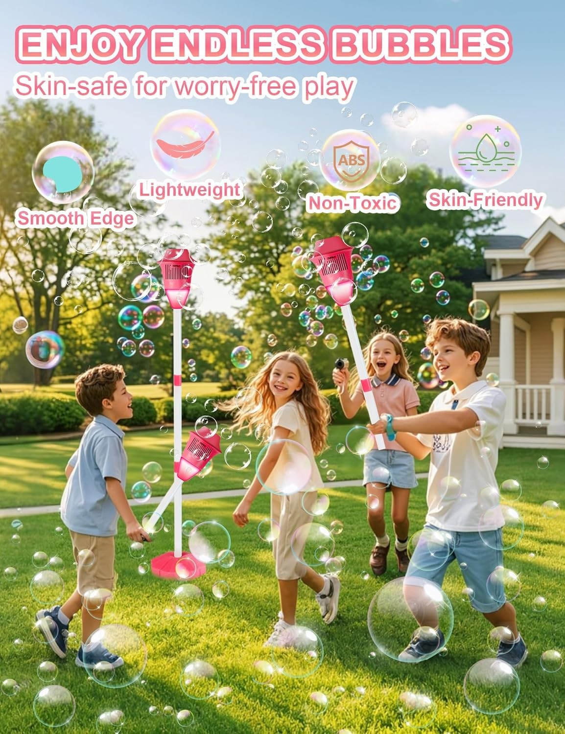 47in Rechargeable Standing Bubble Machine with Lights Music Red