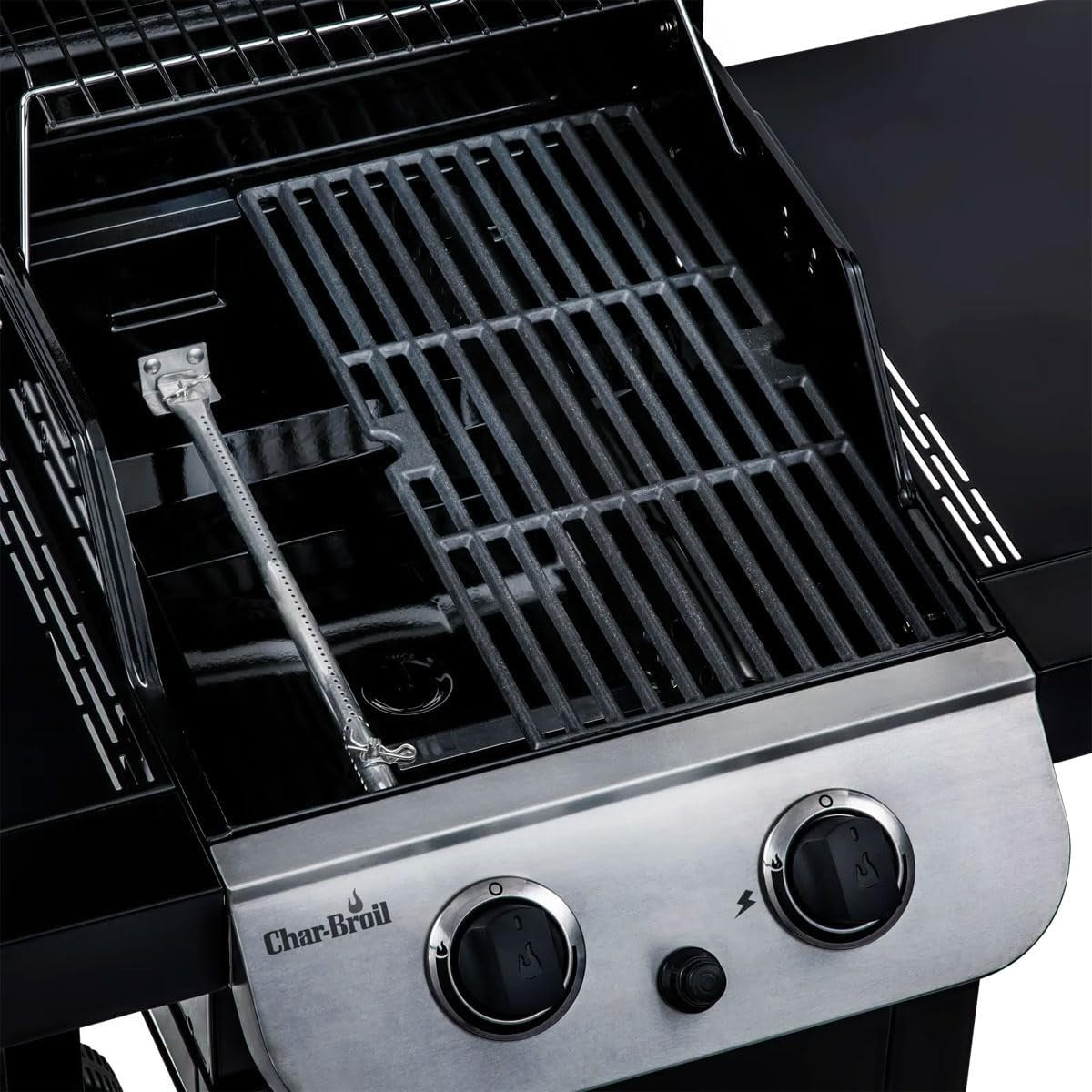2-Burner Gas BBQ Grill with Cast Iron Grates & Side Shelves Outdoor Patio
