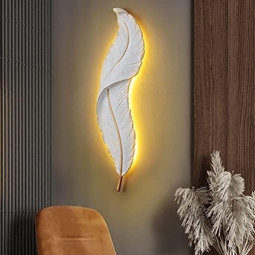 LED Feather Wall Decor Modern Lighted Sculpture Bedroom Wall Art