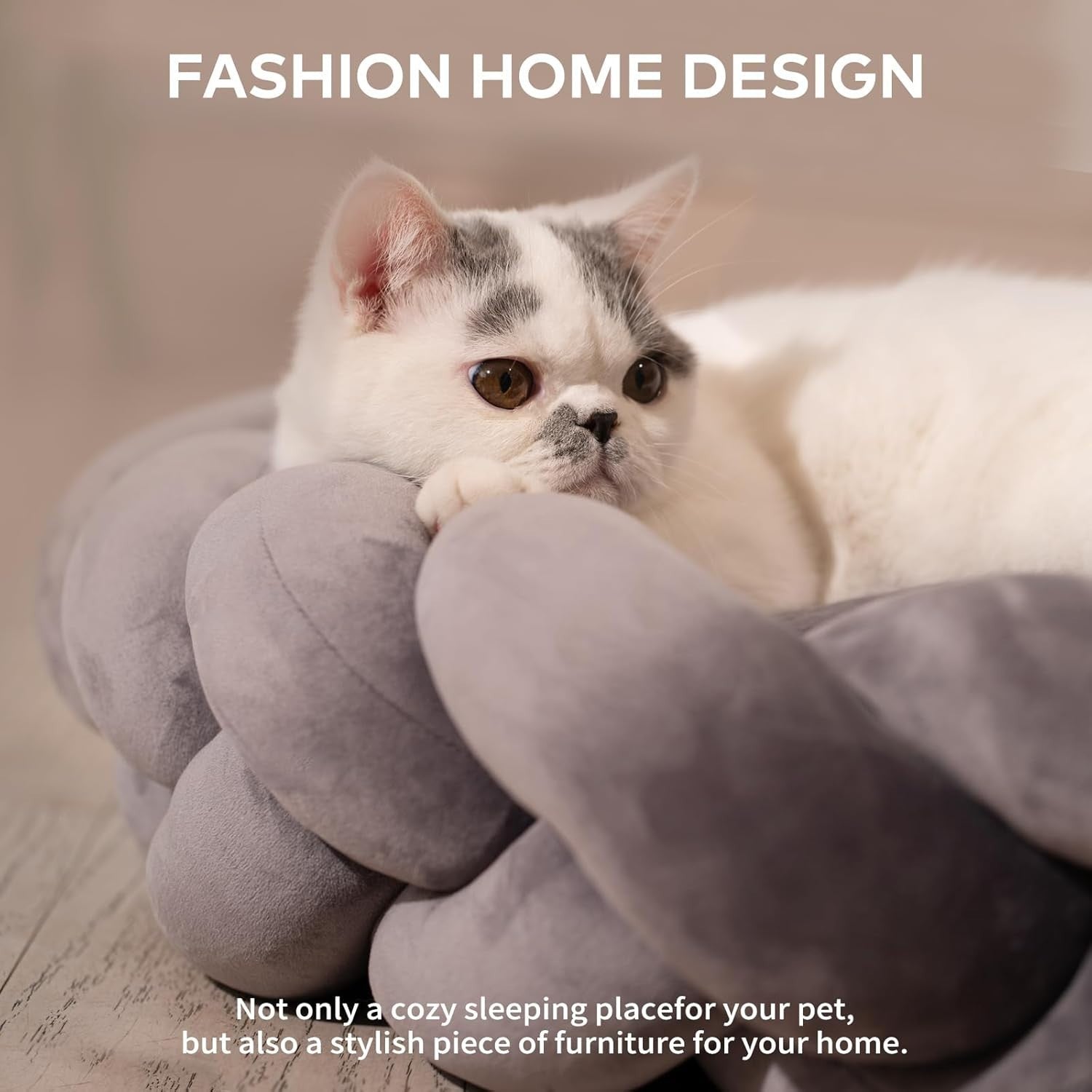 Large Orthopedic Cat Bed Braided Pet Sofa Washable Cushion Cozy Nest