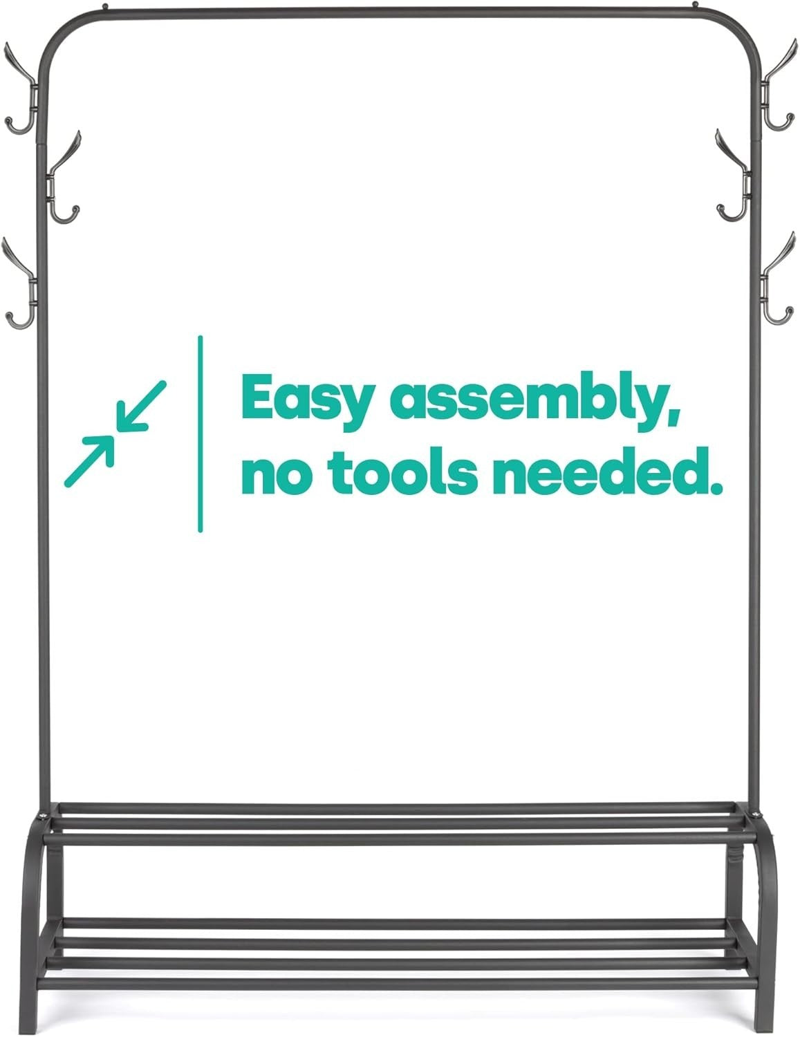 Heavy Duty Clothes Rail with 2-Tier Shoe Shelf – Black 150cm