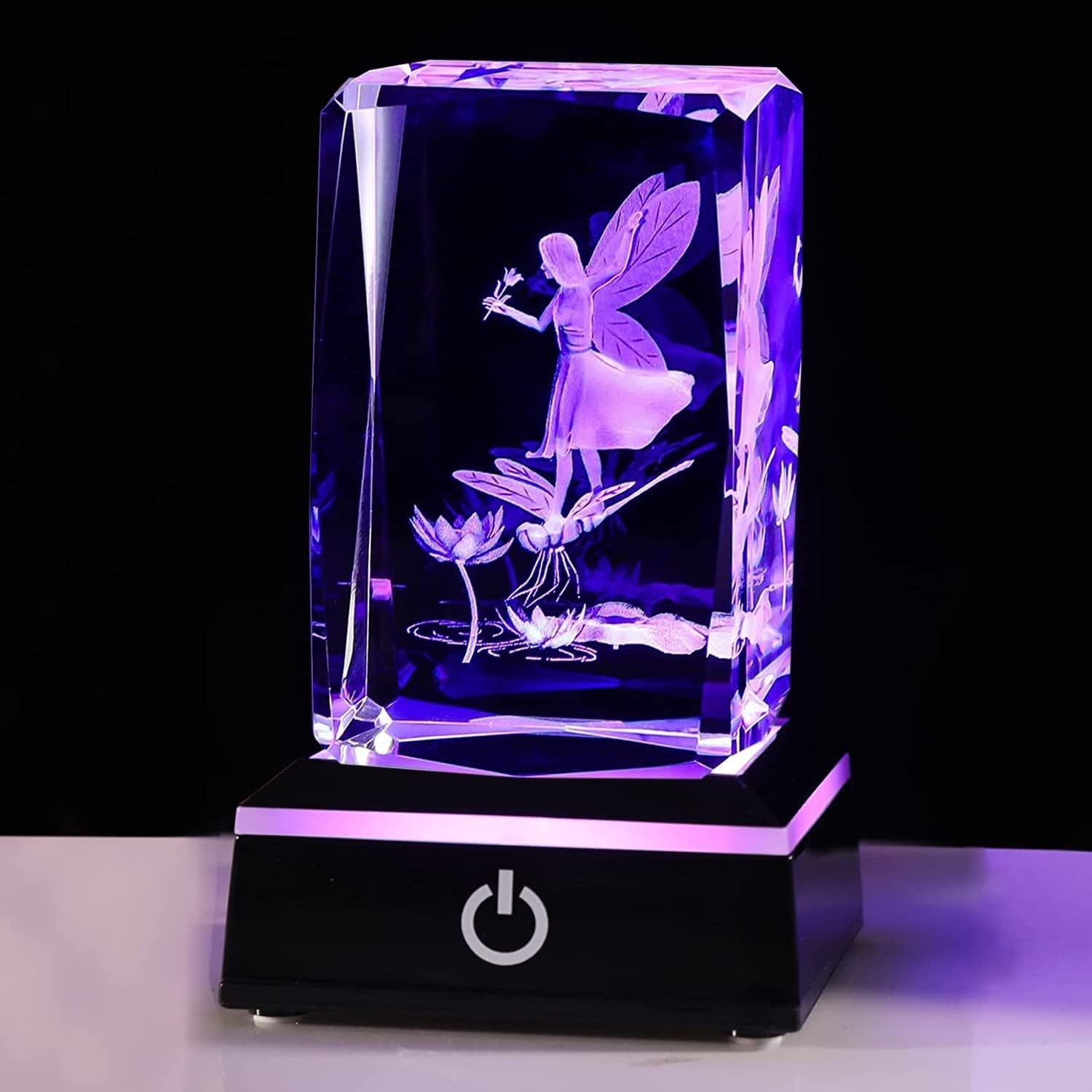 3D Crystal Fairy & Dragonfly LED Light Cube Ornament Gift for Women Girls
