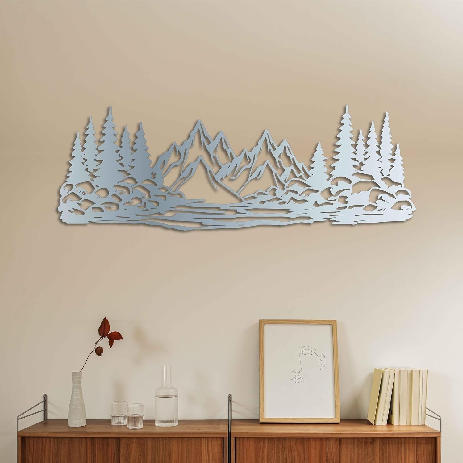 Mountain Forest Metal Wall Art Farmhouse Pine Tree Wall Decor