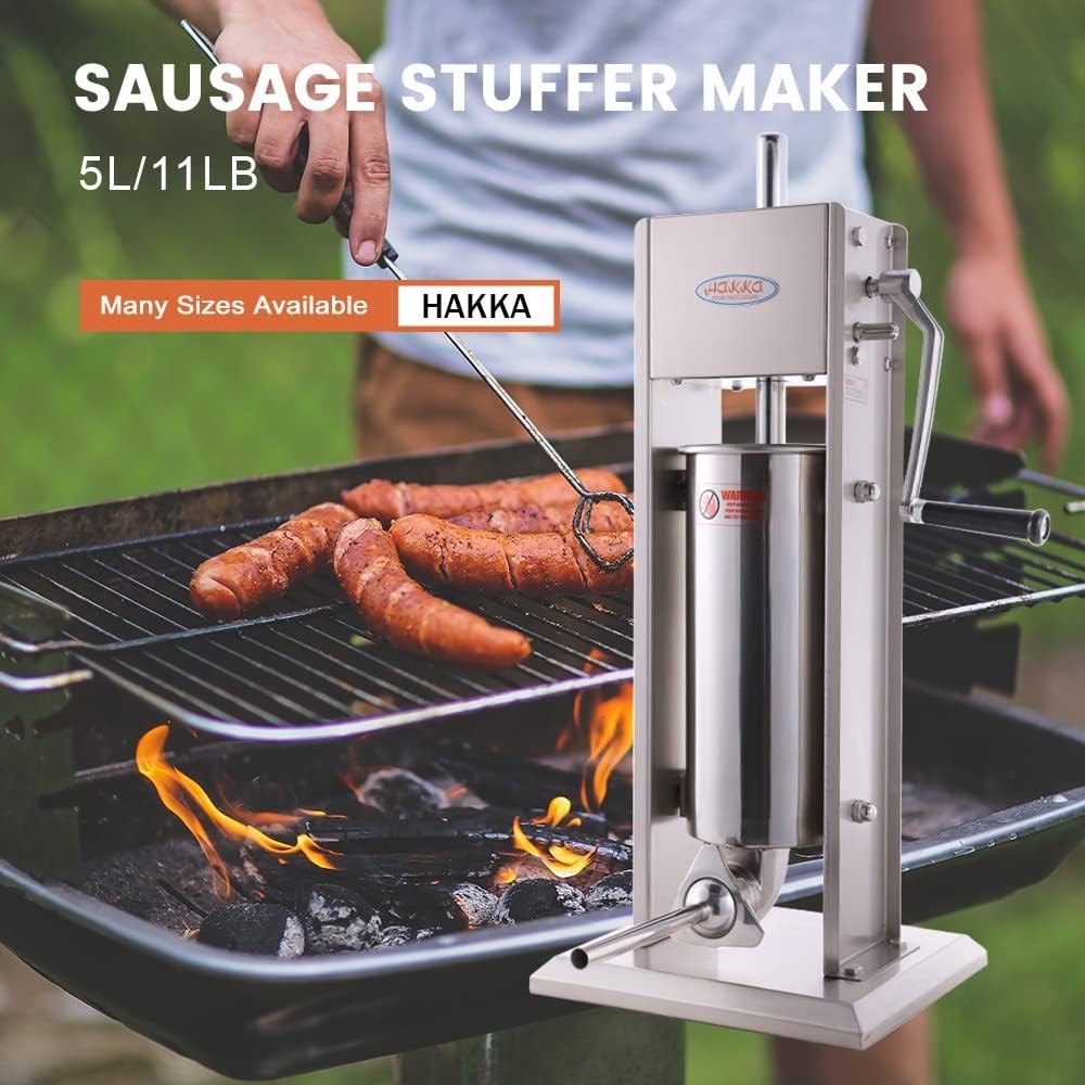 5L Sausage Stuffer Manual Stainless Steel Maker 4 Filling Tubes