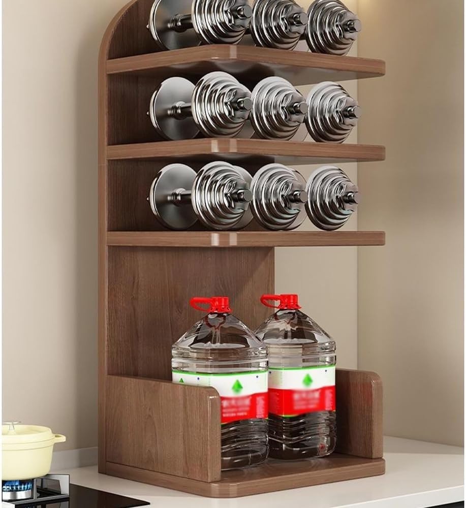 Small Wooden Desktop Bookshelf Hutch Rustic Multi-Tier Desk Organizer 25x20x60cm