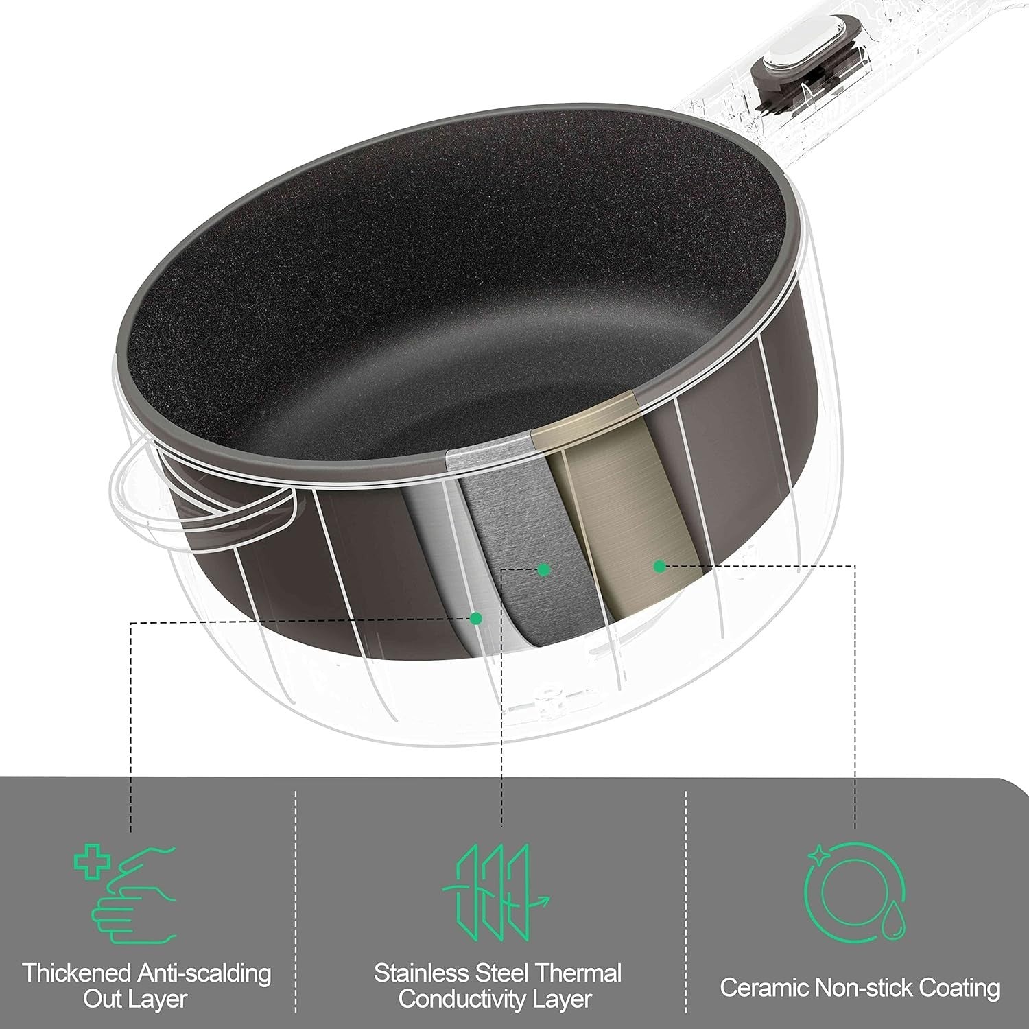2L Electric Cooker Non-Stick Mini Pot for Dorm Travel Ramen Eggs Pasta