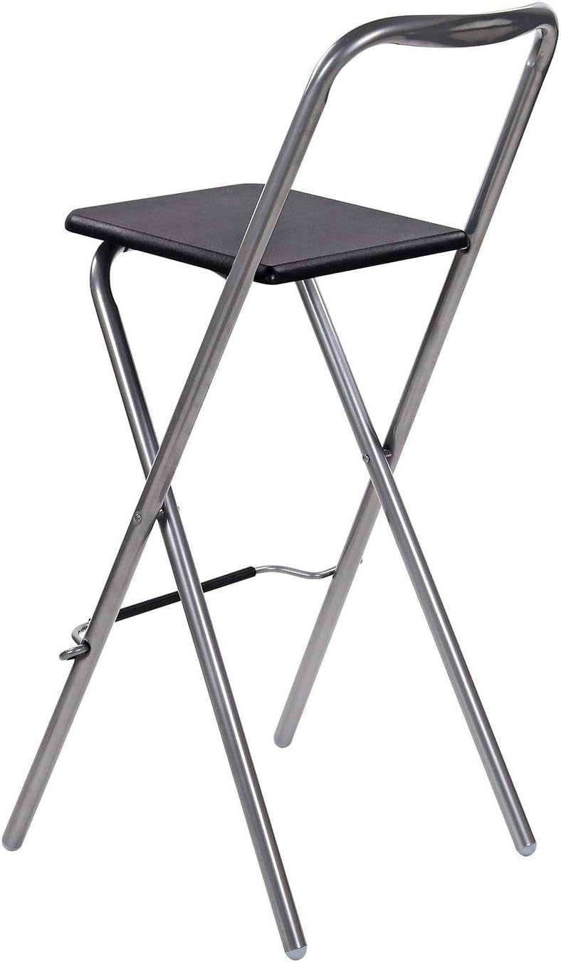 Folding Bar Stool Black PVC Seat – Compact Kitchen & Home Chair