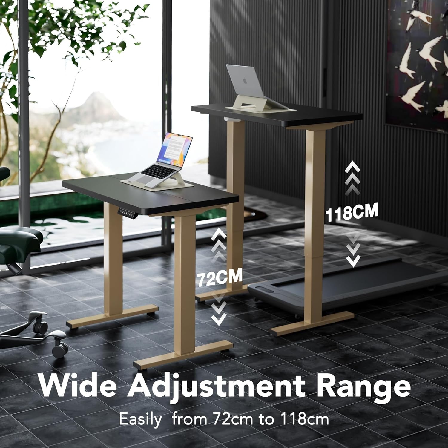 Electric Standing Desk Height Adjustable Stand Home Office Table 80x48cm