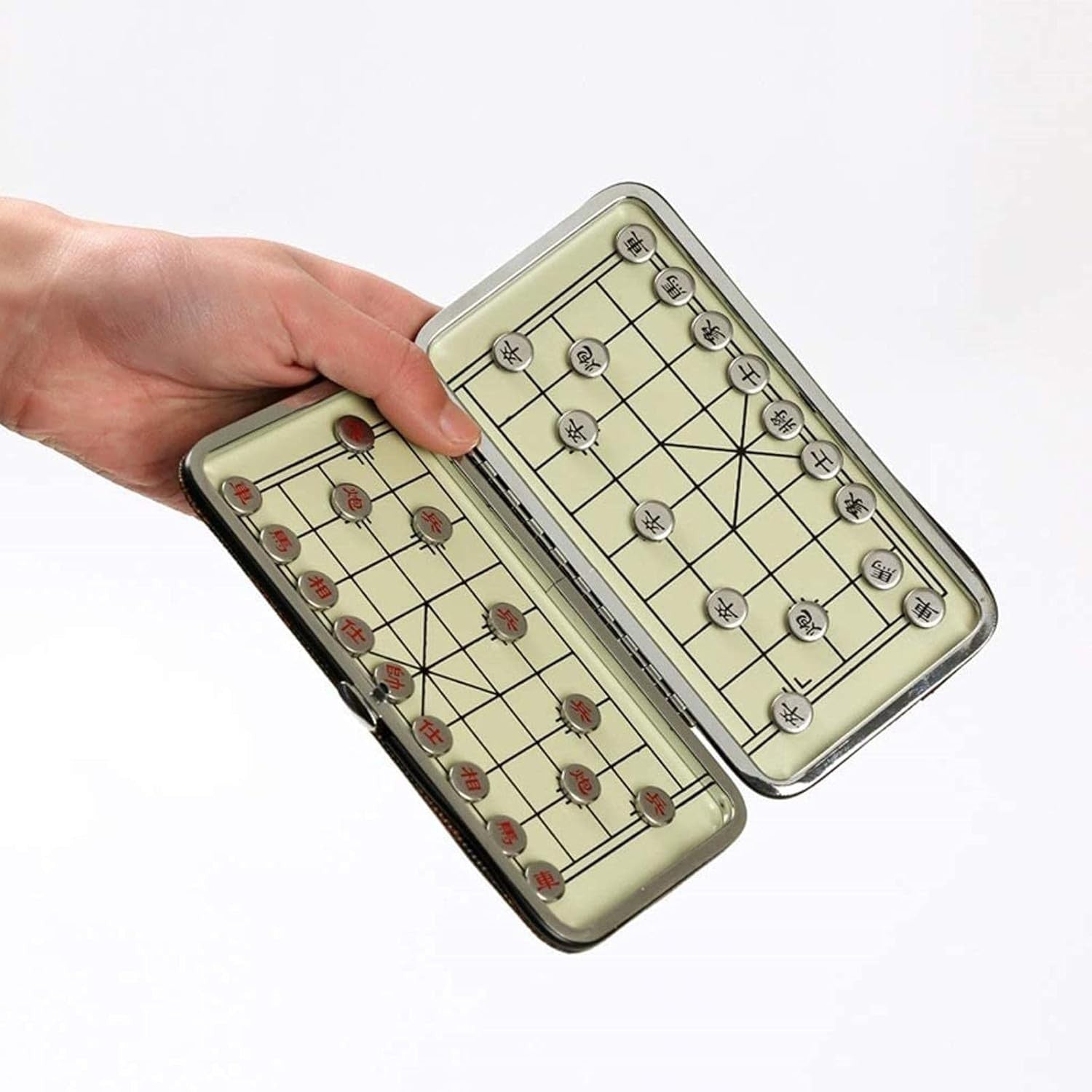 Mini Magnetic Xiangqi Travel Chess Set Folding Metal Board Game