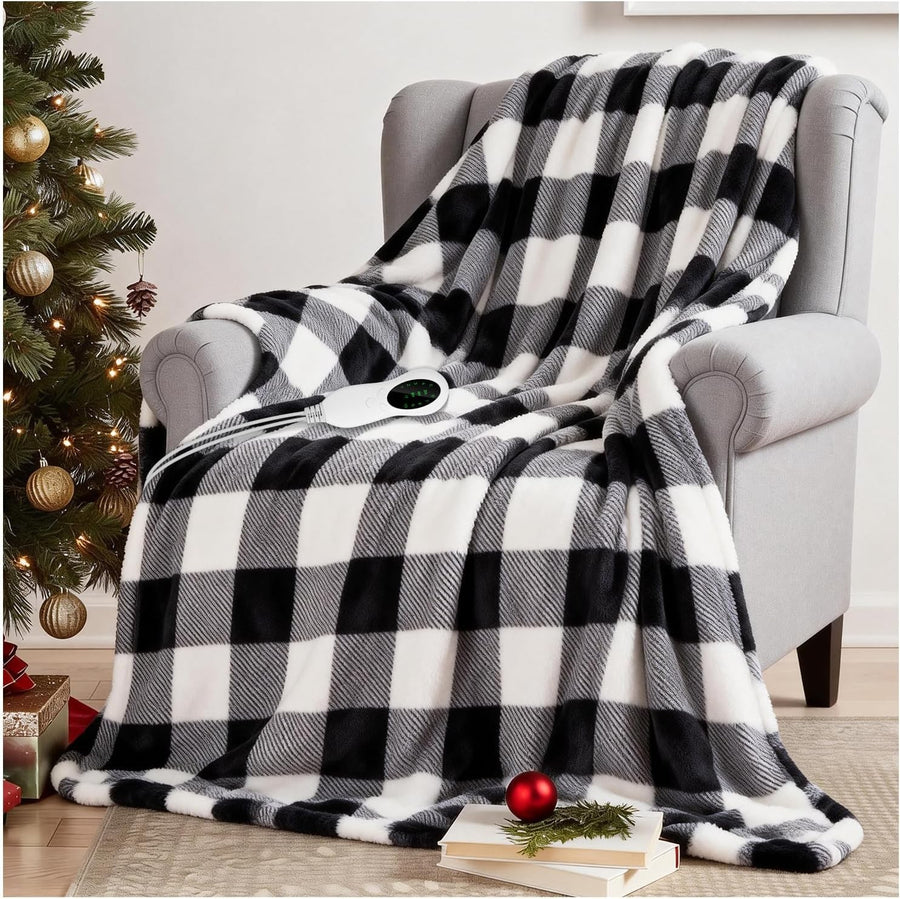 Electric Heated Throw Blanket 152x127cm Double Sided Sherpa 10 Heat Auto Off