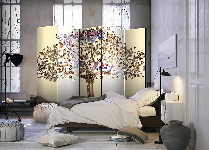 Luxury Tree Design 5 Panel Room Divider 225×172cm Large Privacy Screen