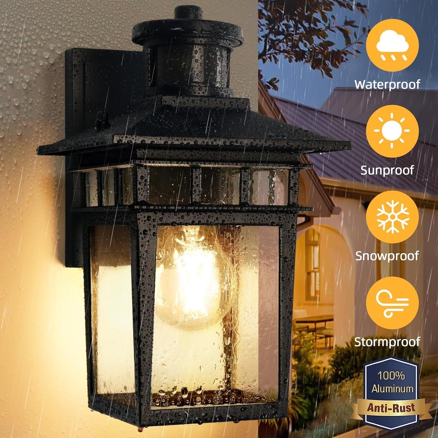 Motion Sensor Outdoor Wall Light Dusk to Dawn Waterproof Lantern E27
