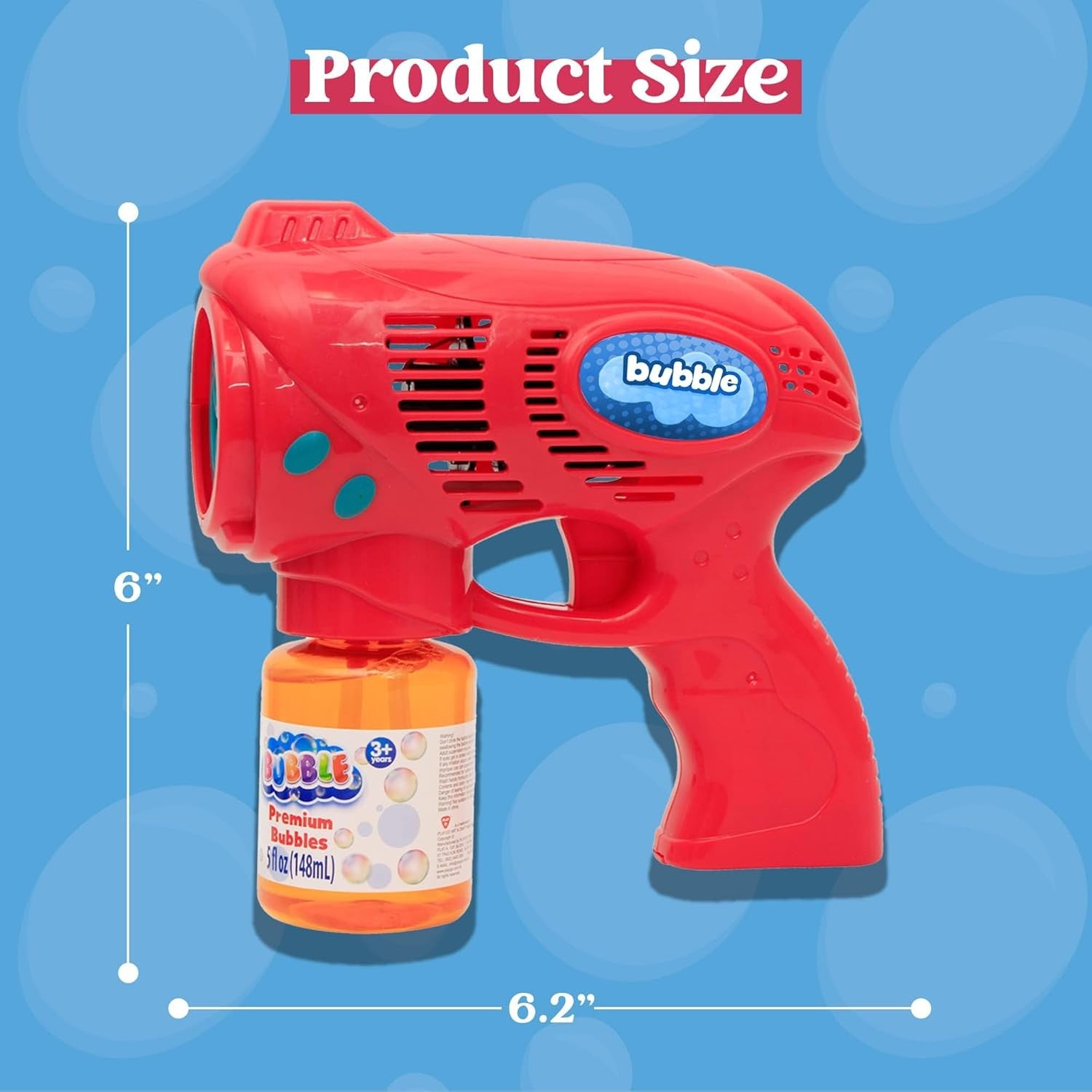 2 Pack Bubble Guns Kids Toy Set Red Blue with Solution