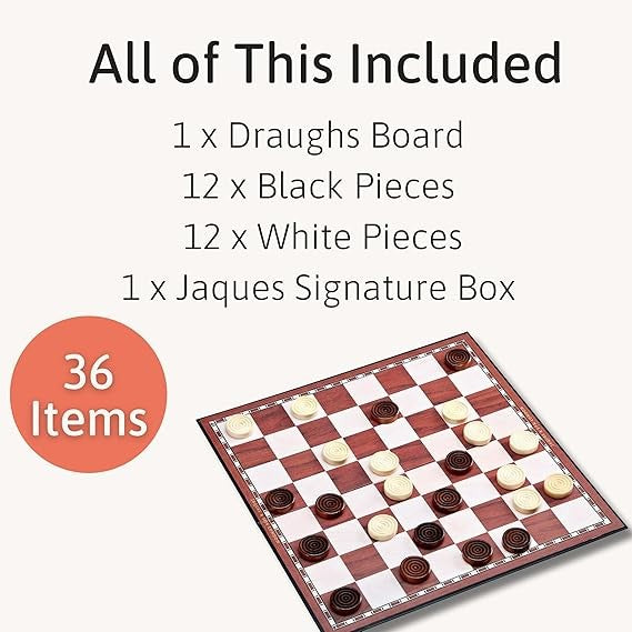 12" Foldable Draughts & Checkers Board | Wooden & Paper Game Set | Classic