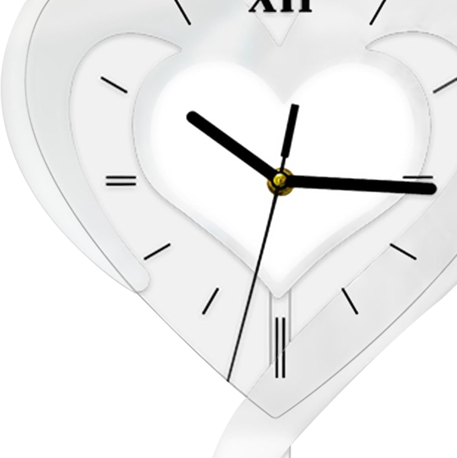 Silver Heart Wall Clock Modern Silent Acrylic Hanging Decor for Bedroom Office