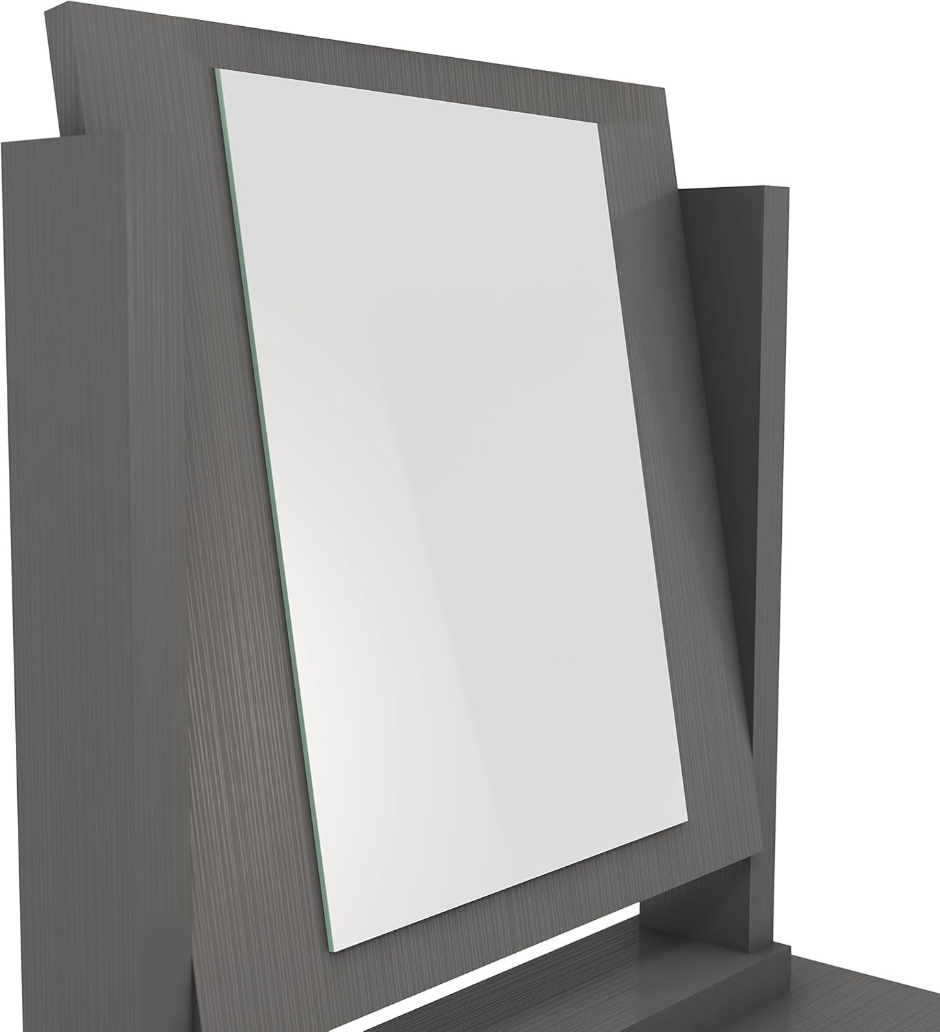 Modern Grey 4-Drawer Dressing Table Set Vanity Mirror & Stool Bedroom Furniture