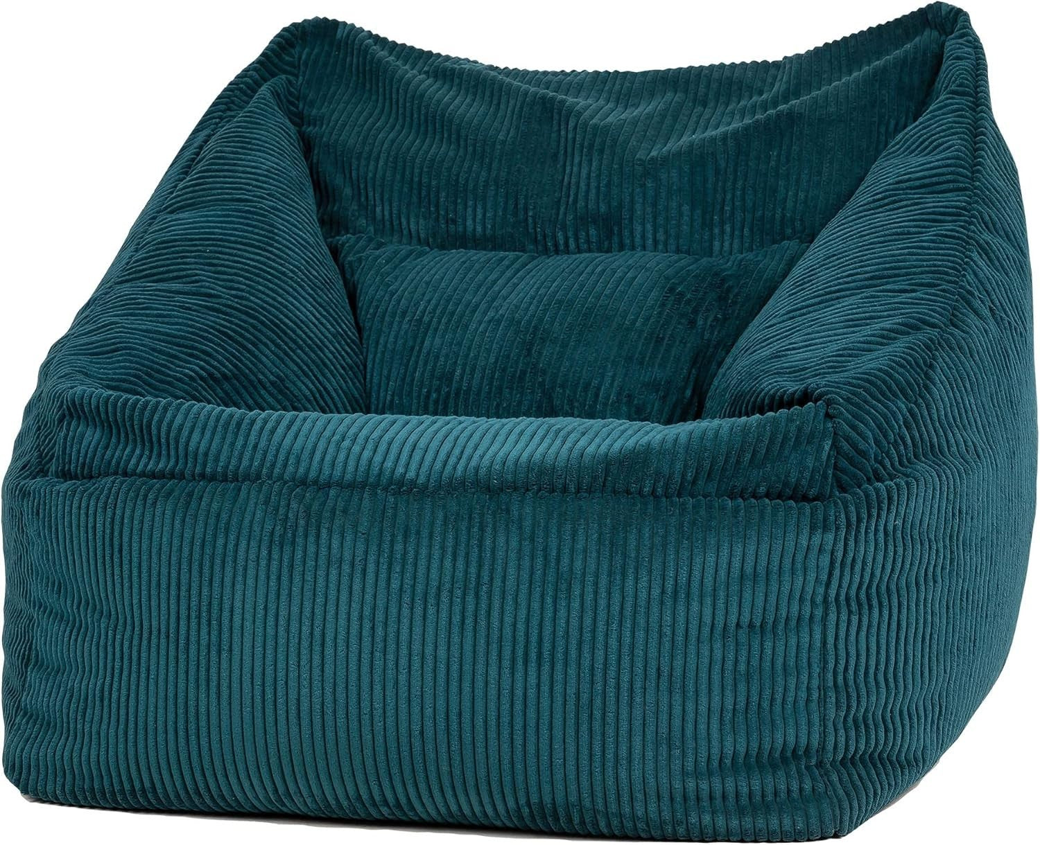 Teal Cord Bean Bag Chair Adult Sofa Seat Lounge Armchair for Home Gaming