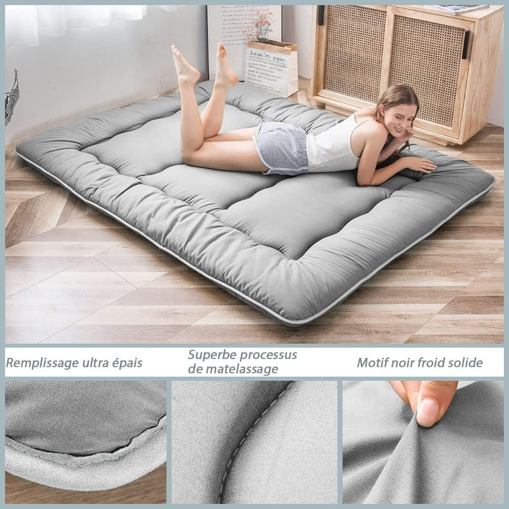 Premium Japanese Floor Futon Mattress - Thick Tatami Sleep Pad, Foldable Bed