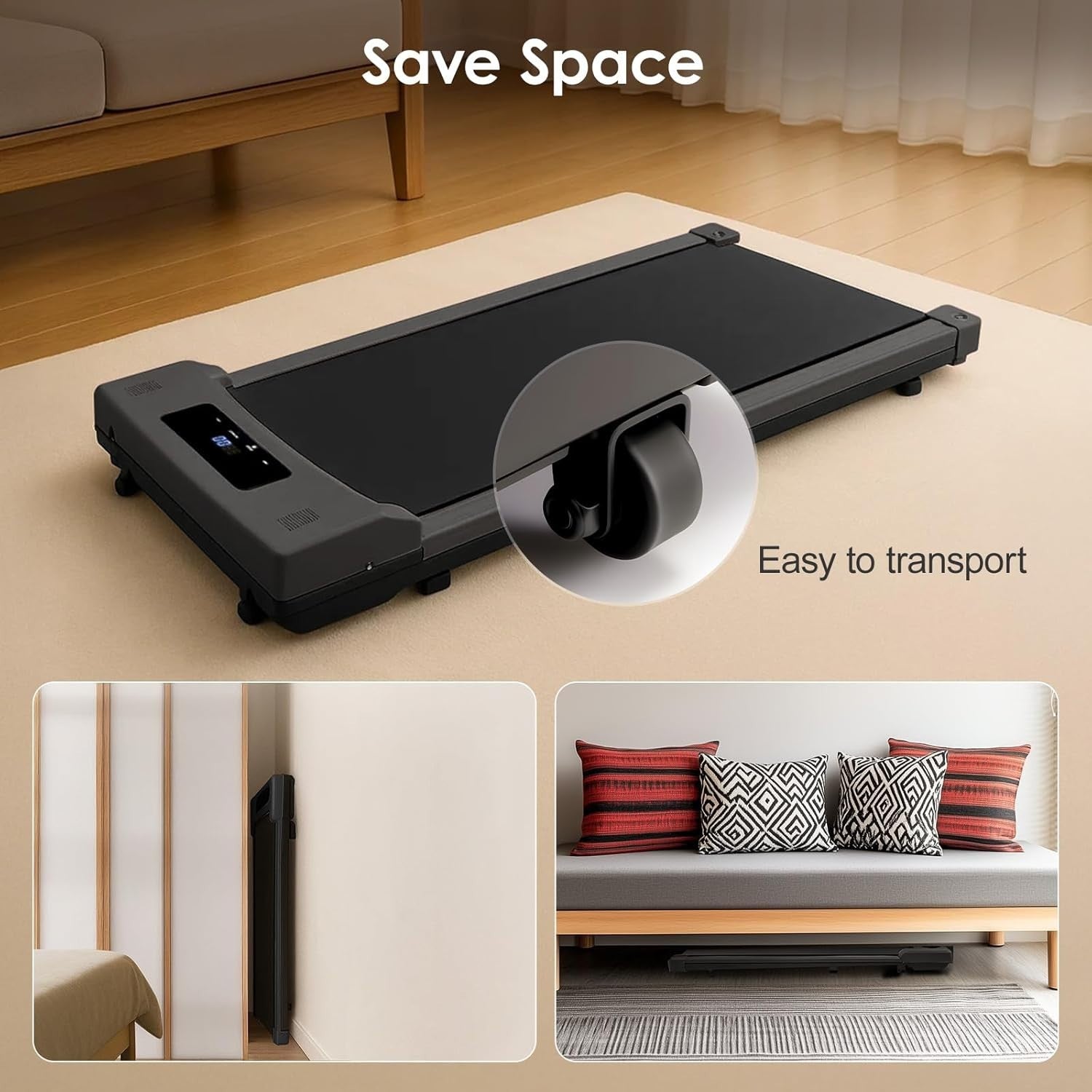 Under Desk Treadmill 2.5HP Ultra Slim Walking Pad 1–8 km/h Home Office