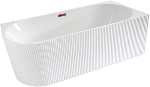 White Right Hand Fluted Corner Bath 1700x800mm Copper Overflow