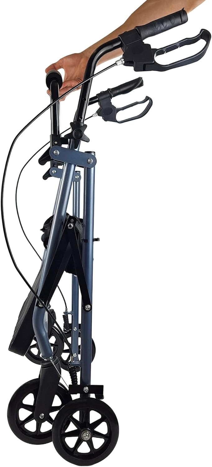 Lightweight 4 Wheel Rollator Walker with Seat Backrest Folding Adjustable