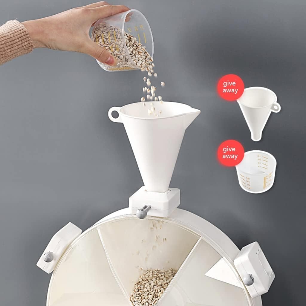 8.5L Wall Mounted Grain Dispenser 6 Grid Rotating Food Storage Box
