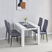 5pc White Dining Table Set for 4 Small Space Kitchen Room Modern Grey