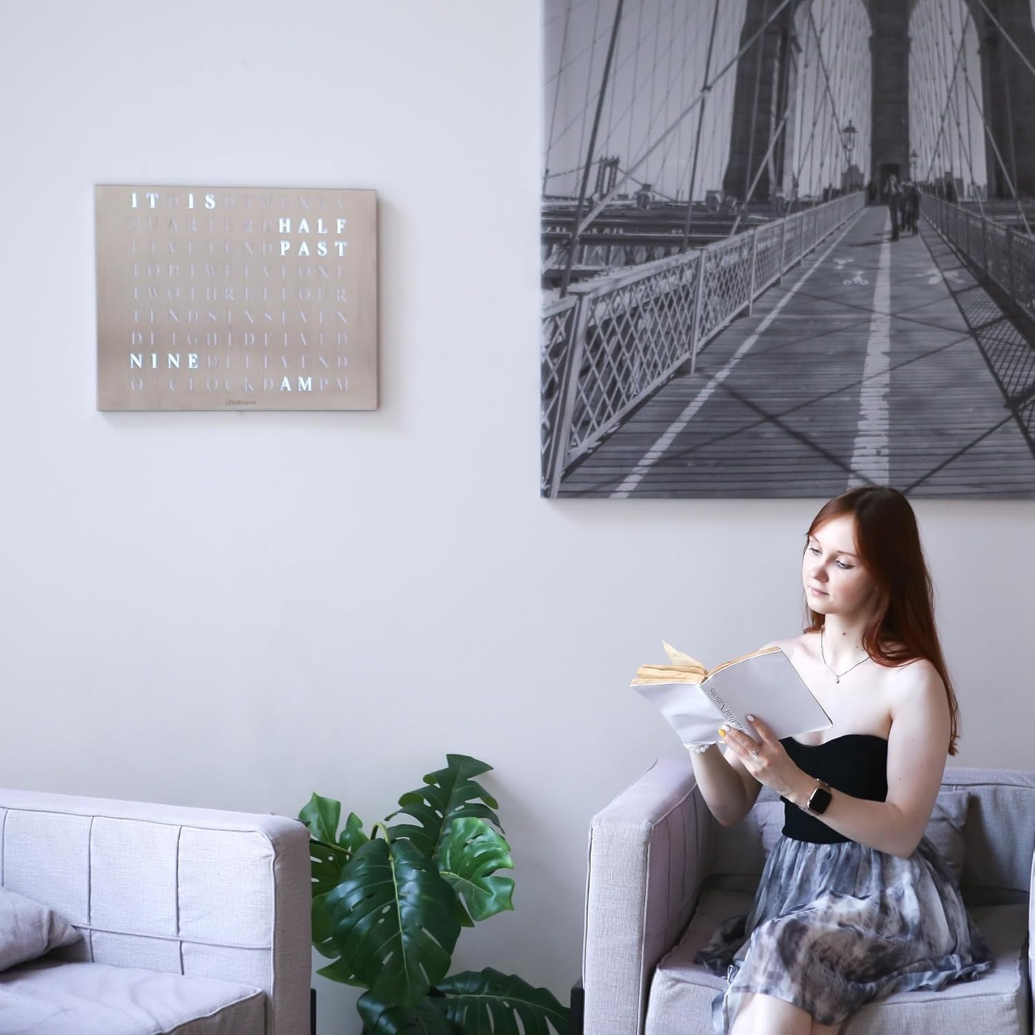 Digital LED Word Clock Wall Art – Smart Wi-Fi Controlled Modern Home Decor