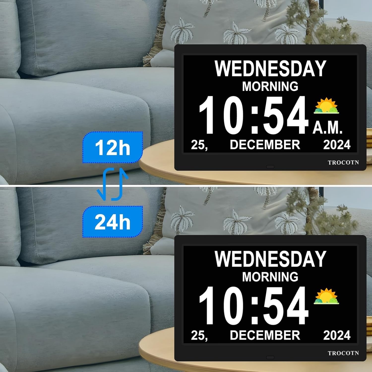 Large Digital Calendar Clock Day Date Time Display Remote Easy Read