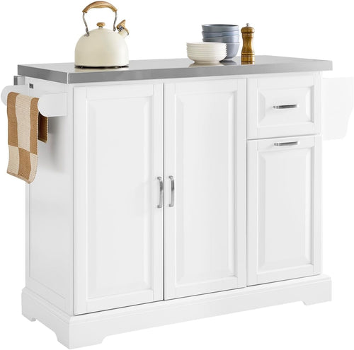 Kitchen Island Cart on Wheels Extendable Worktop Storage Cabinet