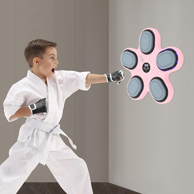 Kids Music Boxing Machine Punch Trainer Bluetooth Gloves Wall Mounted