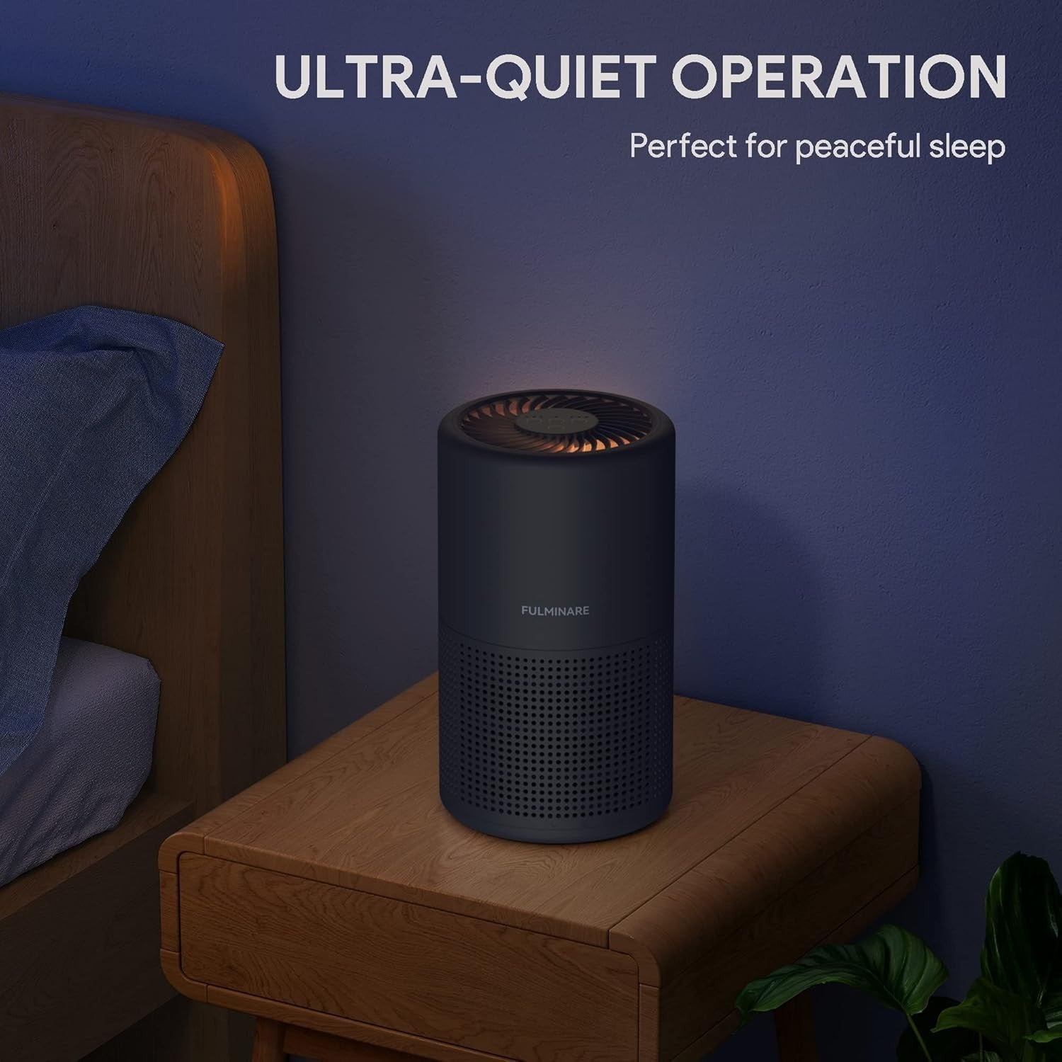 Compact HEPA Air Purifier for Bedroom Quiet Sleep Mode Night Light