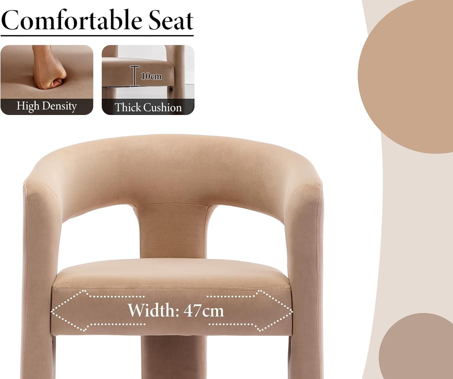 Khaki Velvet Accent Tub Chair Modern Armchair Vanity Seat