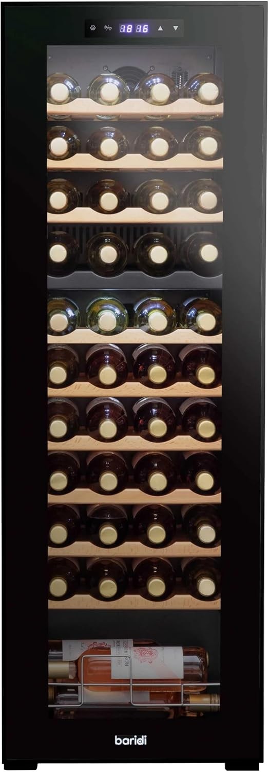 44 Bottle Dual Zone Wine Cooler Fridge Touch Screen LED Glass Door Black