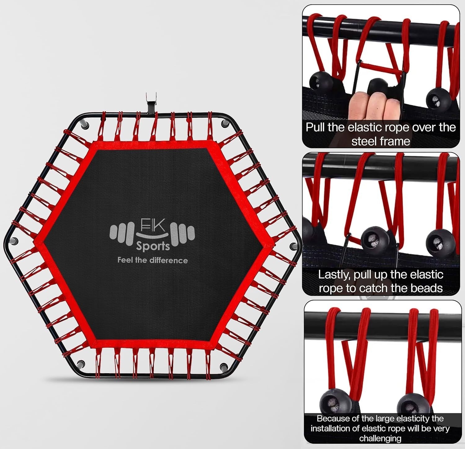 40” Foldable Fitness Rebounder w T Handle Quiet Indoor Cardio