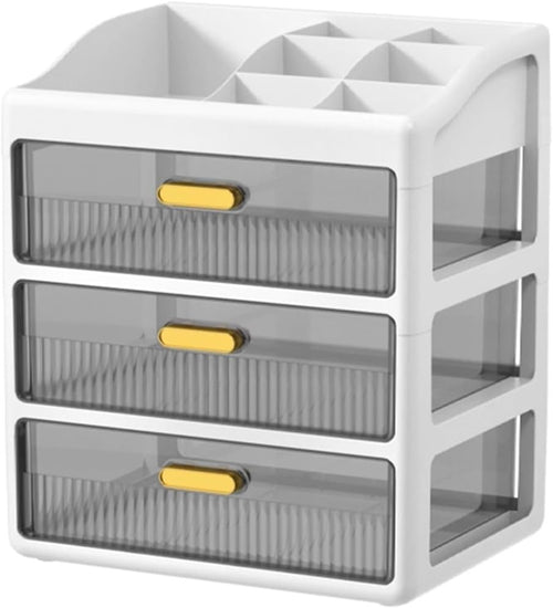 3-Layer White Desk Organizer Storage Drawers for Office, Makeup & Crafts