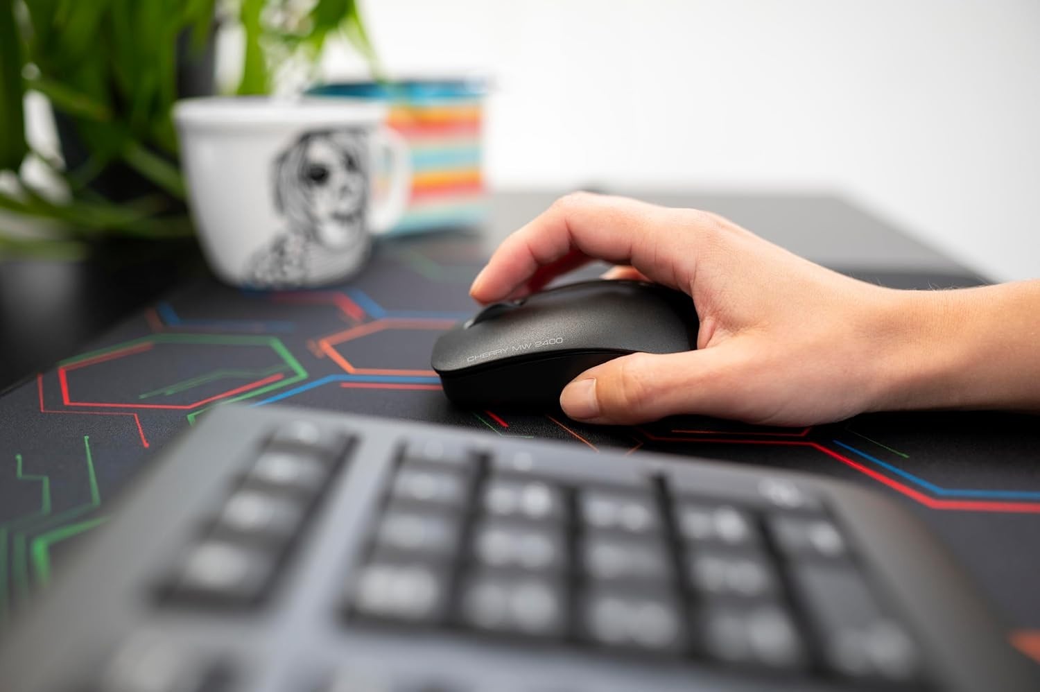 Wireless Office Mouse 2.4GHz Optical 1200 DPI Ambidextrous Black
