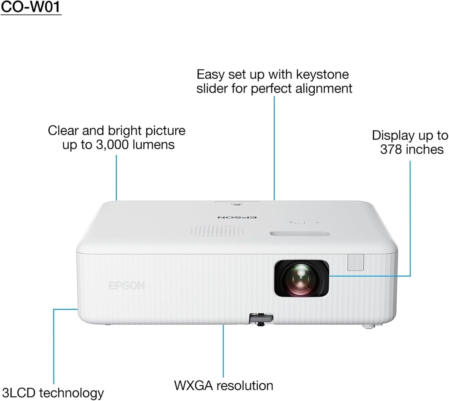 3000 ANSI WXGA LCD Projector Ultra Short Throw Home Office Classroom