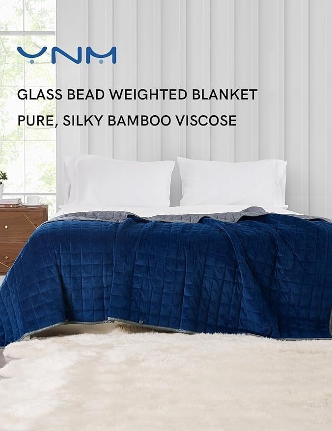 9kg Blue/Grey Cooling Velvet Weighted Blanket 152x203cm All-Season Use