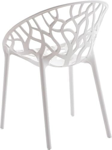Set of 6 Indoor Outdoor Stackable Dining Chairs Plastic Patio White