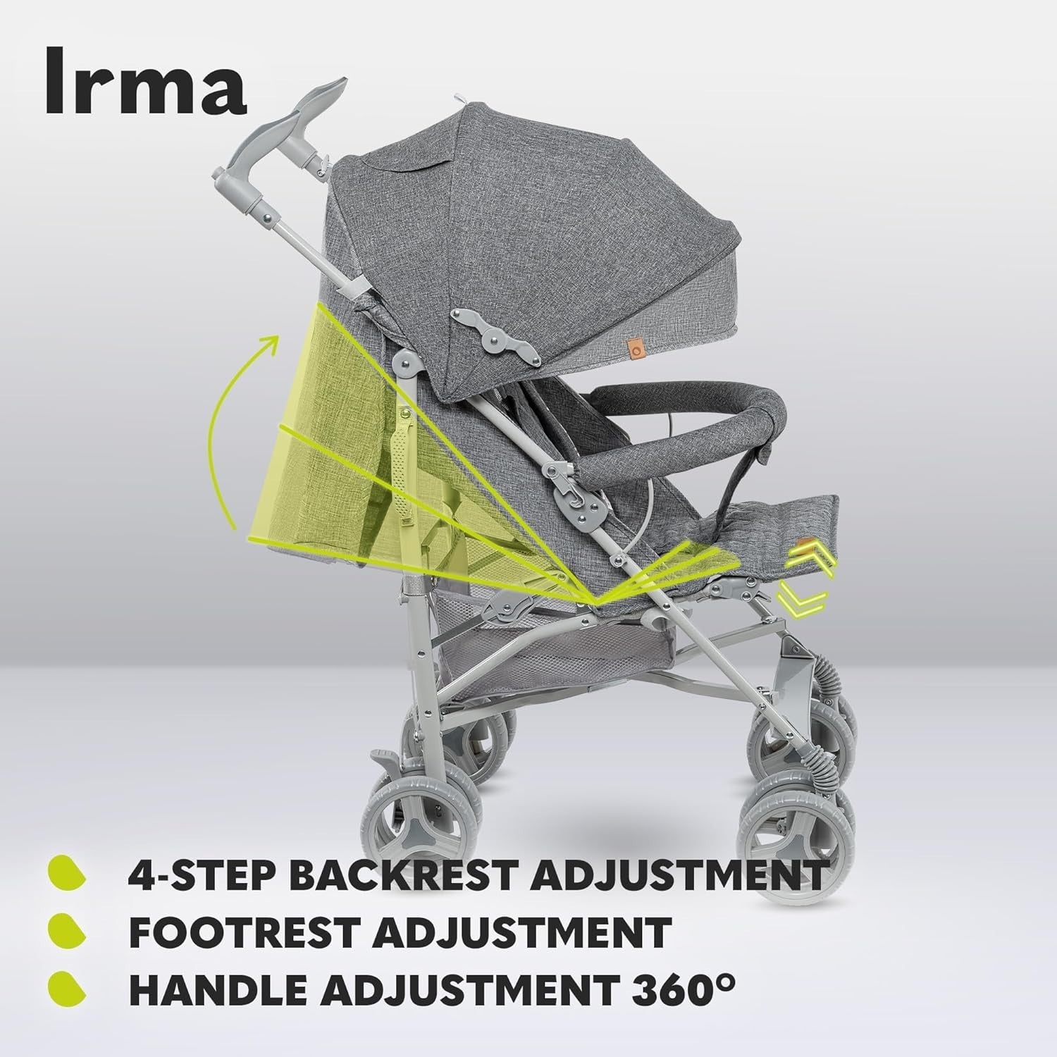 Compact Travel Pushchair Lie Flat, Rotating Handles, 7kg Lightweight