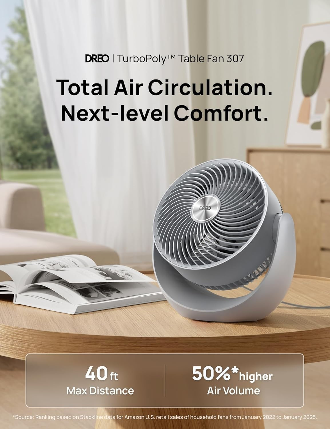 11 Inch Quiet Table Air Circulator Fan Grey 3-Speed Adjustable Tilt Room Cooling