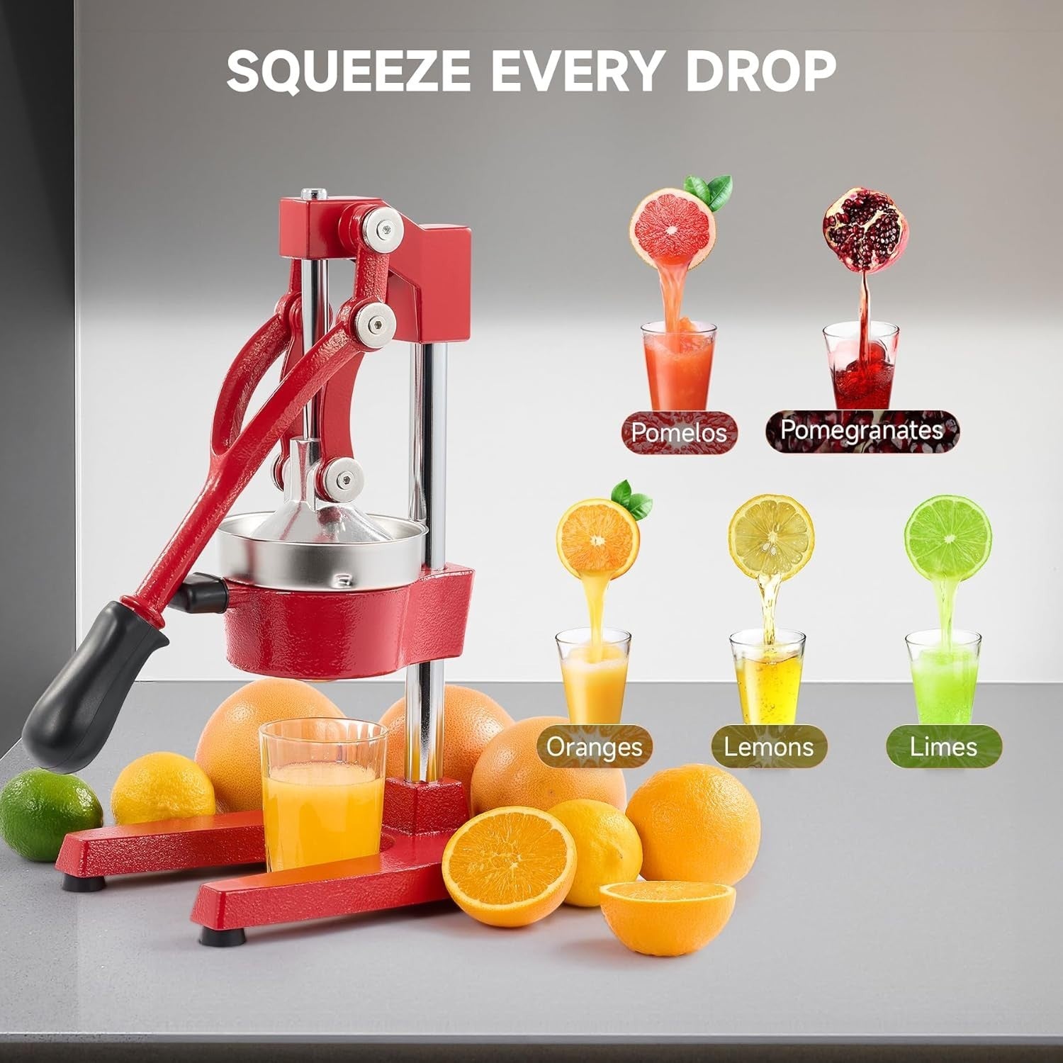 Professional Manual Citrus Press Cast Iron Juicer Orange Lemon Pomegranate