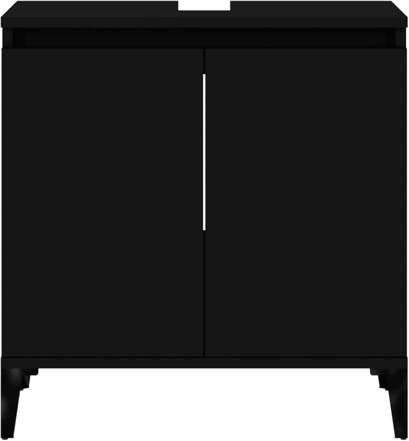 Modern Black Bathroom Sink Cabinet | Under Sink Storage Cupboard 58x33x60cm